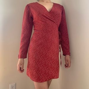 Topshop Longsleeve Red Polka Dot Wrap Dress, 4.